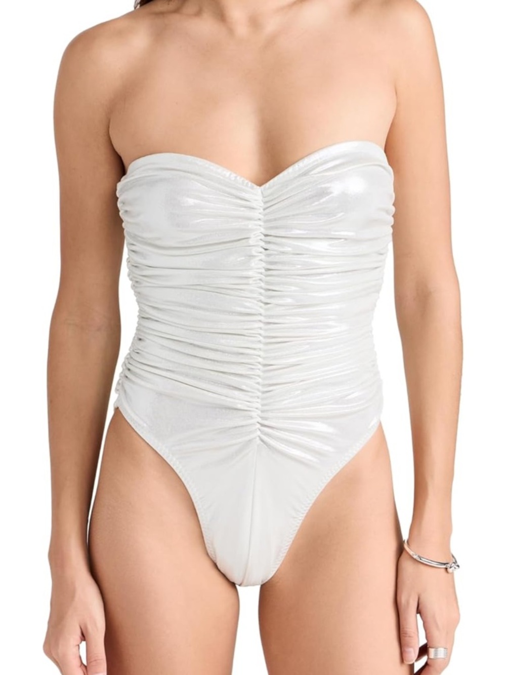 NORMA KAMALI Strapless Ruched One-Piece Swimsuit with matching asymmetric skirt